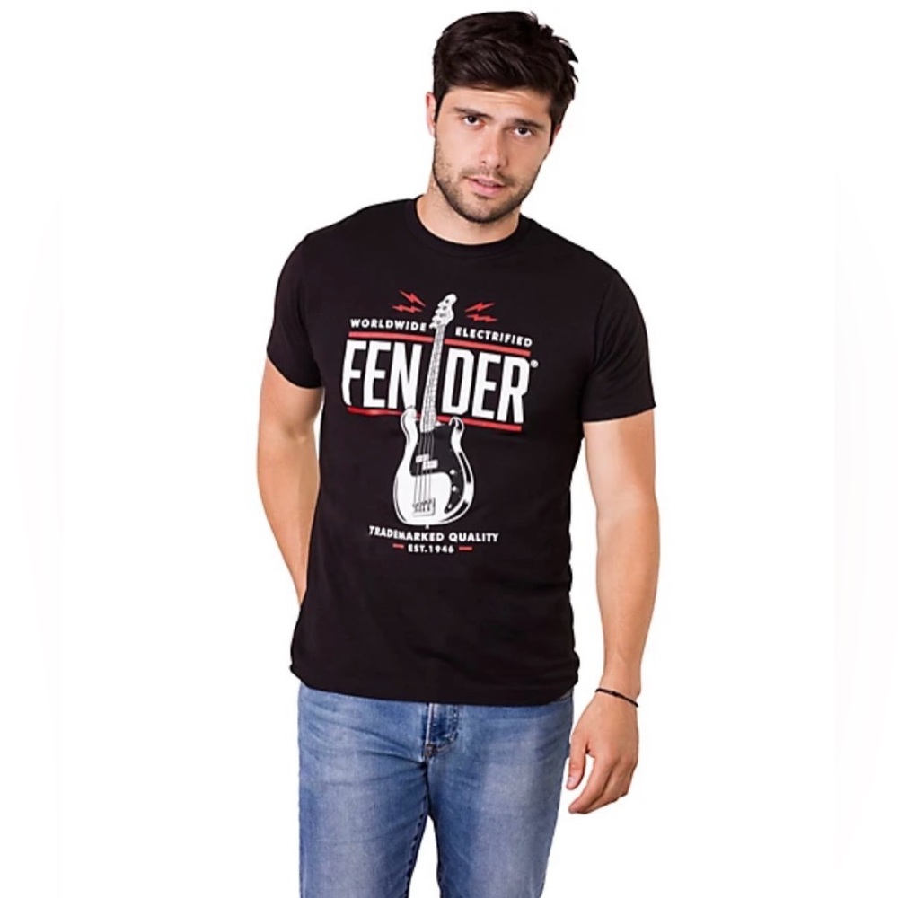 Fender Black Graphic  Guitar T-Shirt for Men